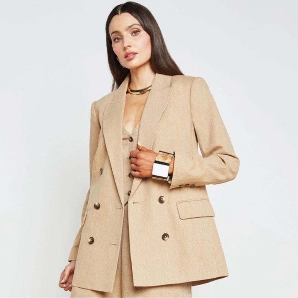 L’AGENCE Aimee Linen Blend Boyfriend Blazer - Picture 2 of 10